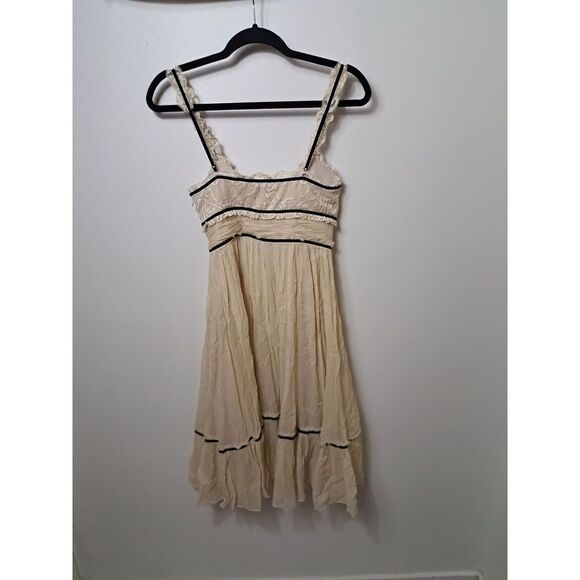 BCBG MAXAZRIA Dress Size 0‎ Ivory Silk Lace Vintage Empire Waist - Picture 6 of 13